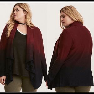 ISO Torrid BURGUNDY PURPLE DIP-DYE OMBRE CARDIGAN
